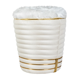 Pouf Doric 345 in tessuto avorio e oro