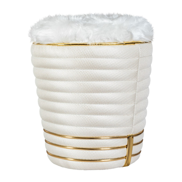 Pouf Doric 345 in tessuto avorio e oro