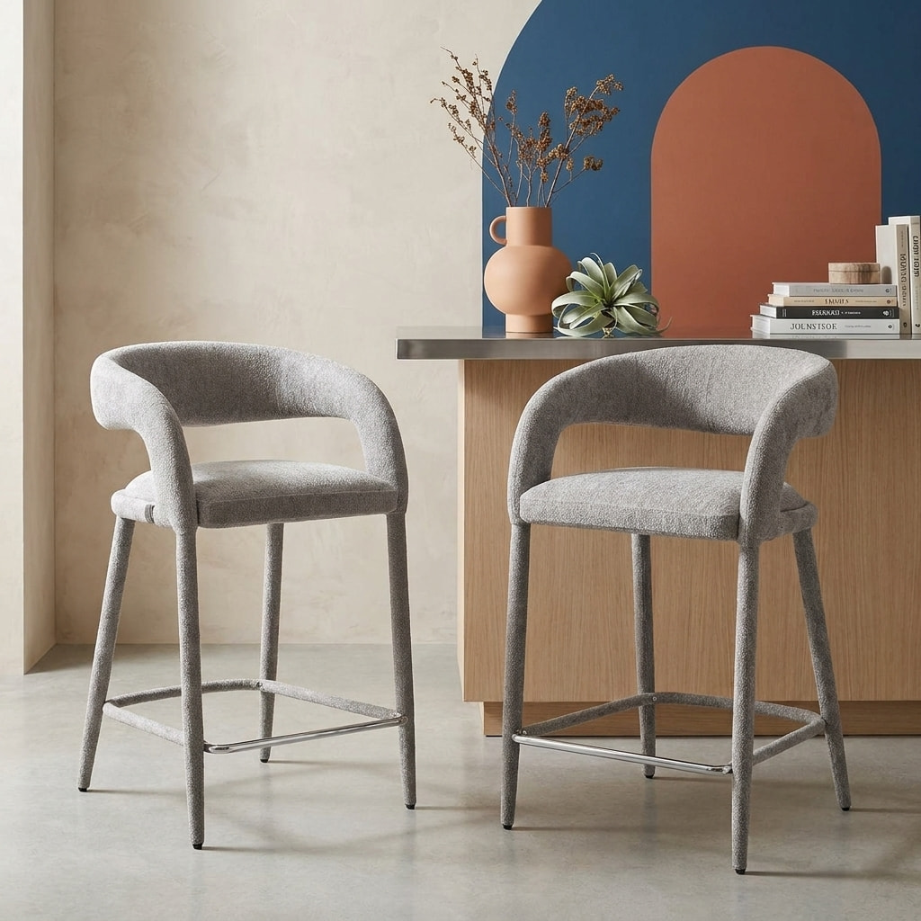 Tabouret de bar contemporain tissu (lot de 2) ALESSIA