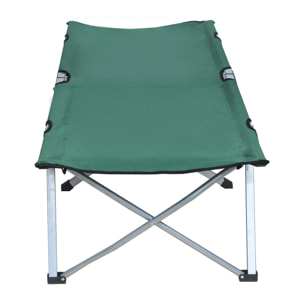 Lit de camp lit d'appoint pliable 193 x 64 x 40 cm avec sac de transport polyester Oxford métal vert et gris