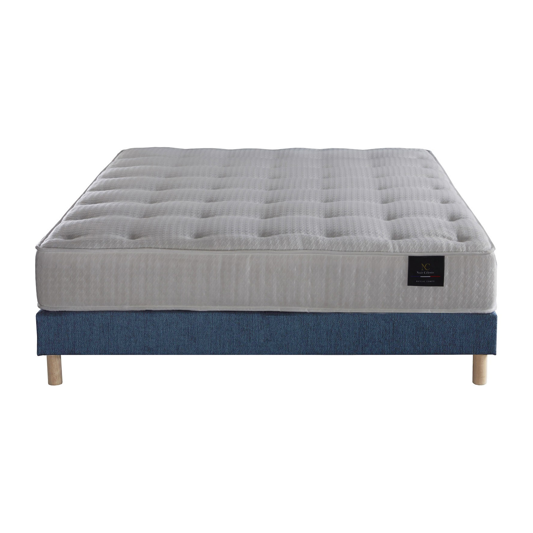 Ensemble Comète - Matelas ressorts ensachés - Sommier Bleu Marine