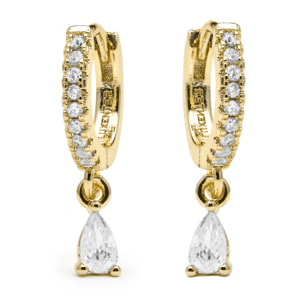 Pendientes acabado oro amarillo de 18k y Circonita Brillante