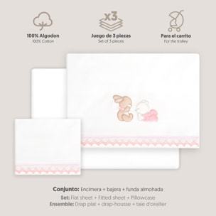 Triptico Coche Oso Tumbado Conejito Bco/Rosa