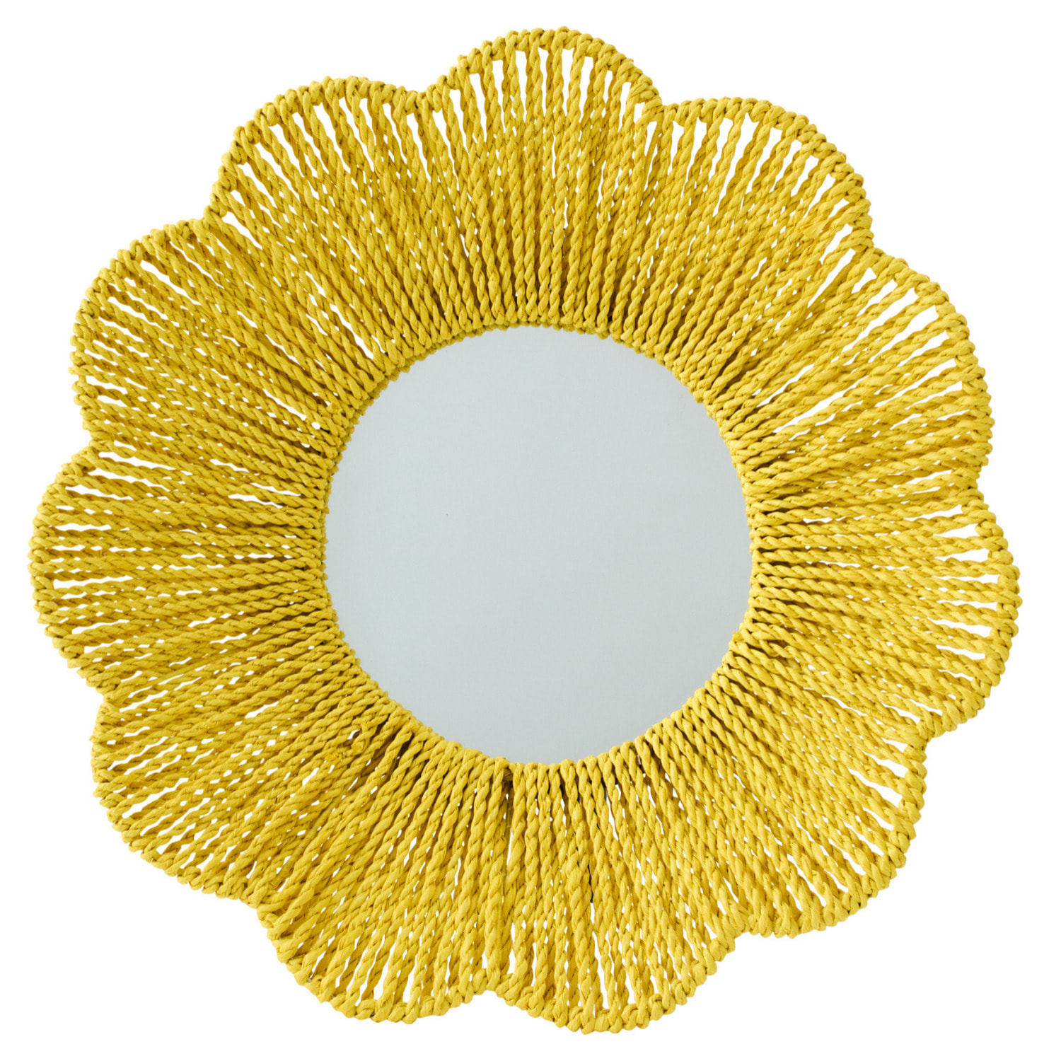 J-Line Miroir Mural - rotin - jaune