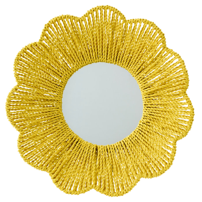 J-Line Miroir Mural - rotin - jaune