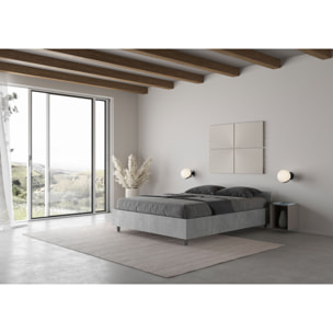 Lit double avec sommier 140x200 gris béton Nuamo