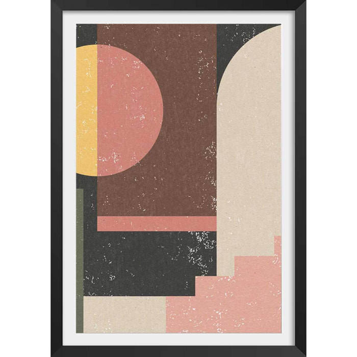 Poster minimal vintage Affiche + cadre en bois - Noir