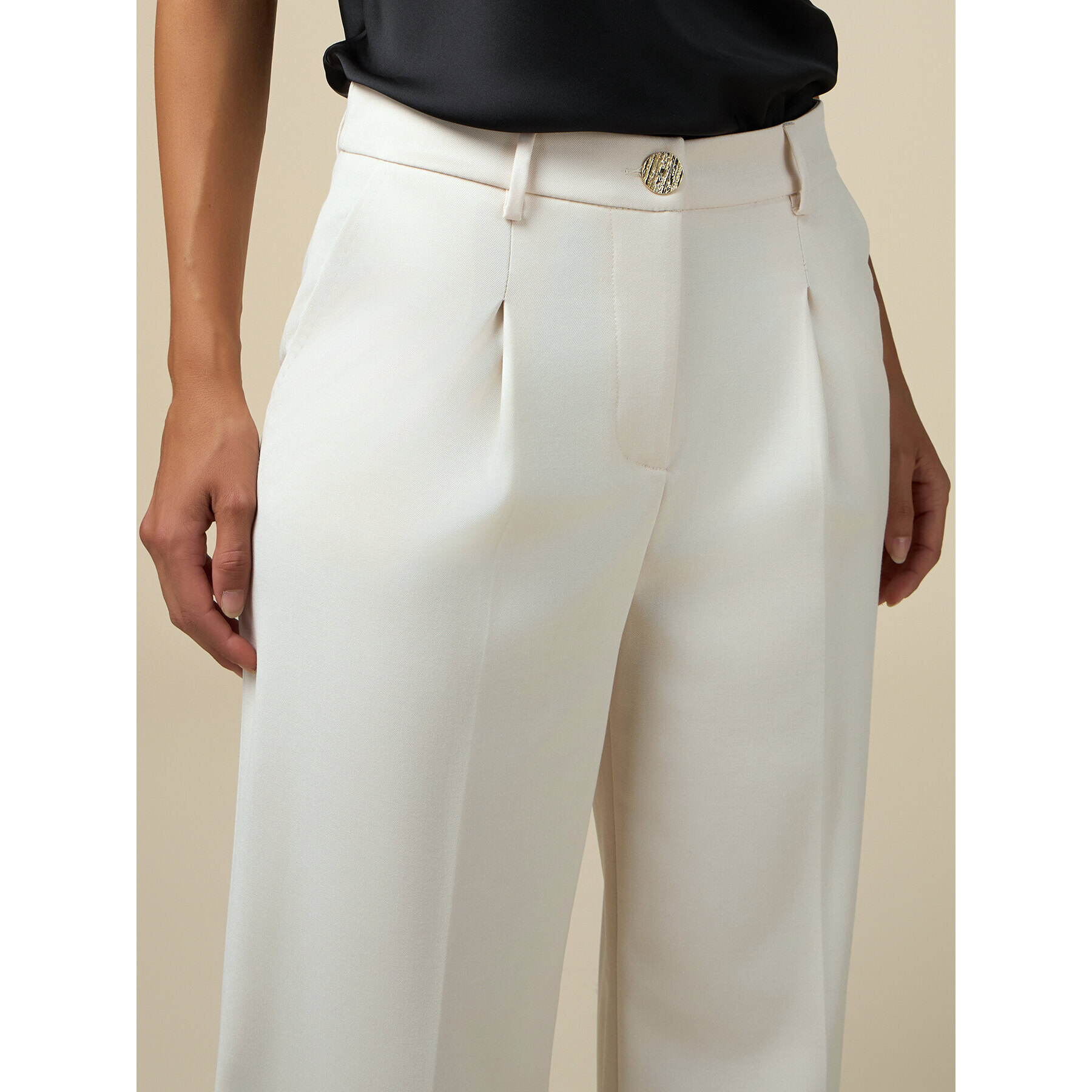 Oltre - Palazzo trousers in fluid fabric - Blanco