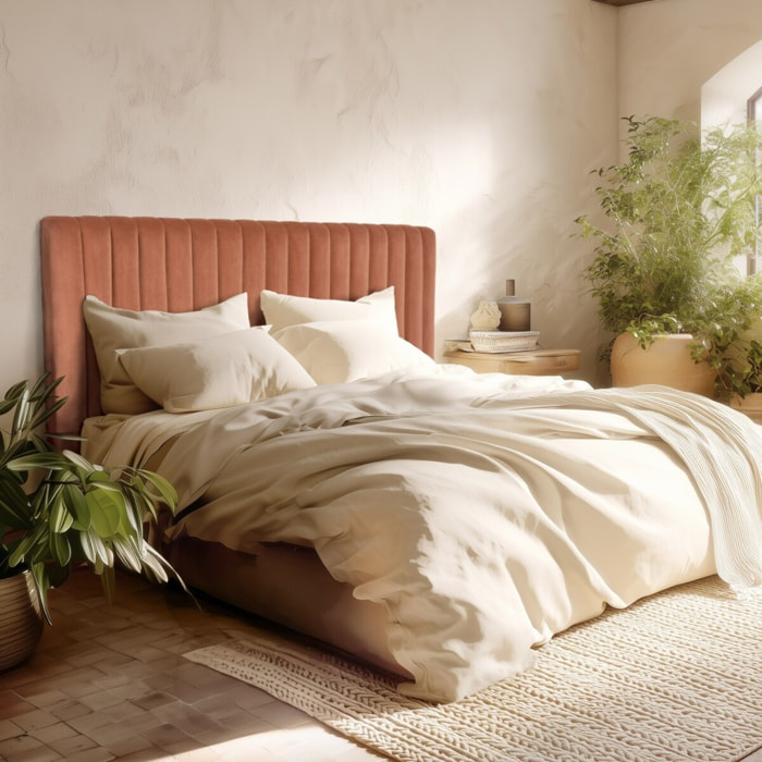 ARTHUR - Tête de lit rembourrée pour lits 140/160cm velours orange