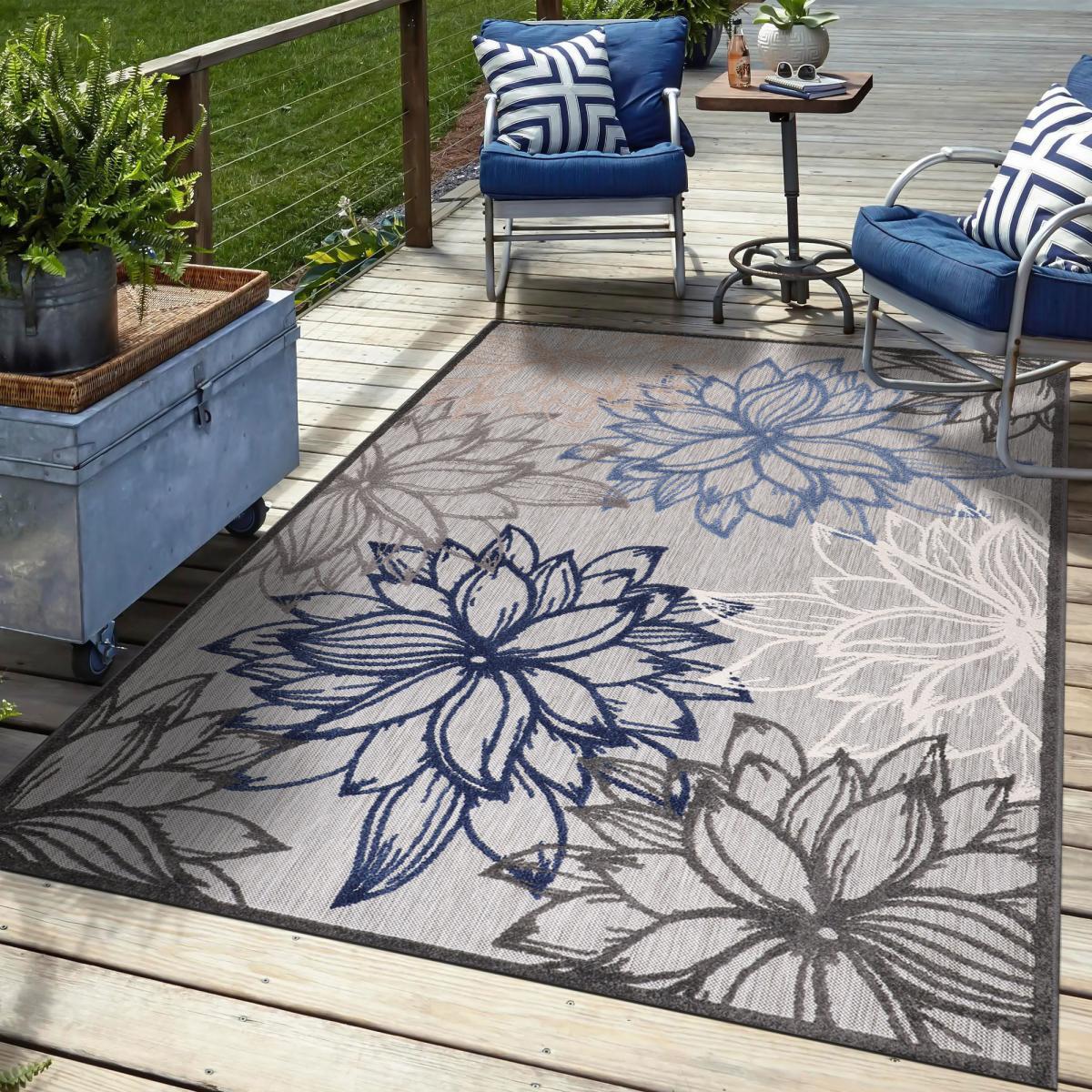 Tapis extérieur tissé kilim rond TUGE