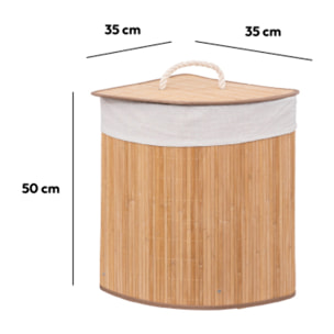 Panier à linge d'angle 48L Bambou