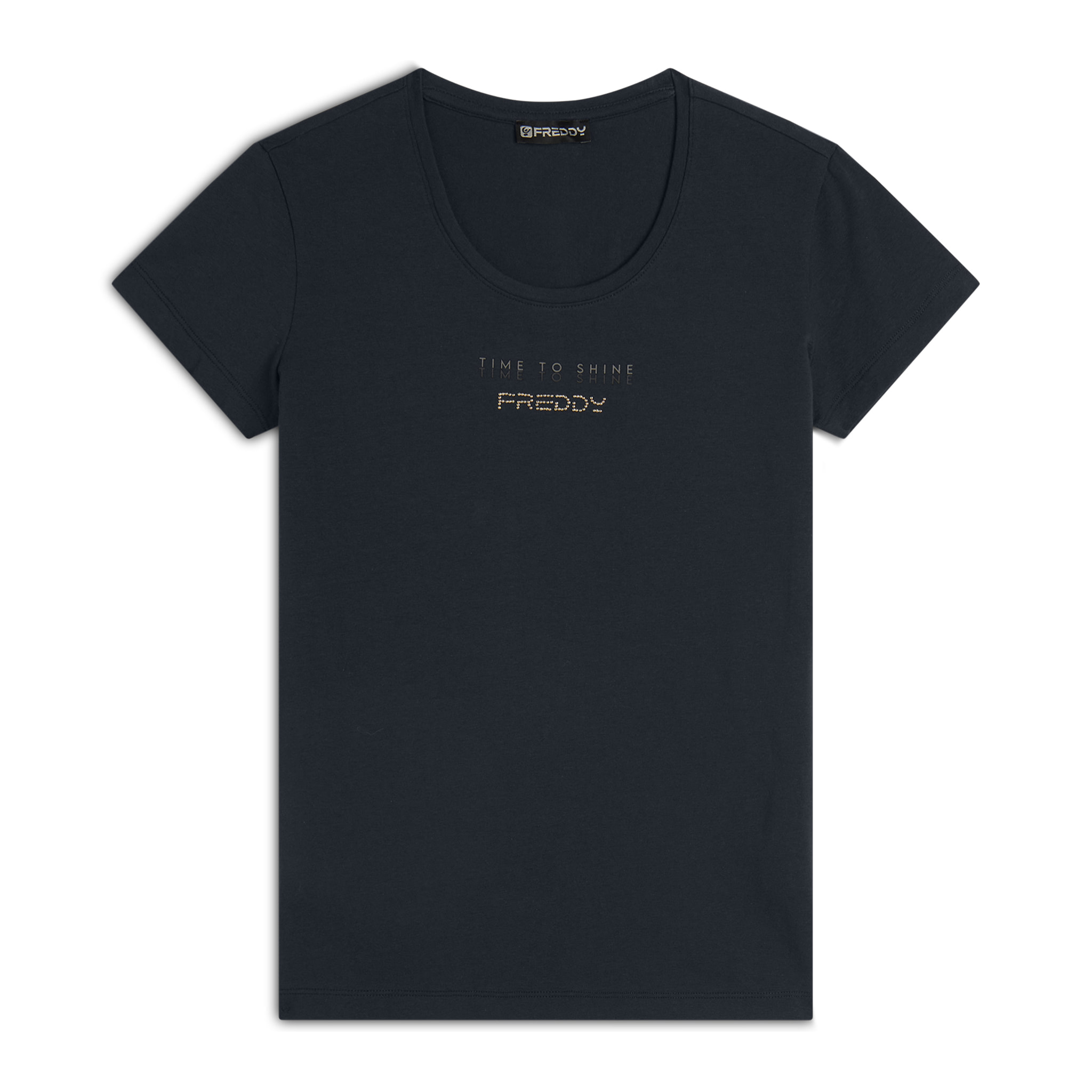 T-shirt in jersey stretch con grafica bicolore