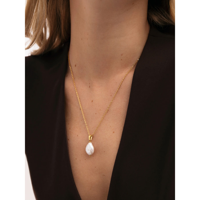 Collar Gala Perla Acero Baño Oro