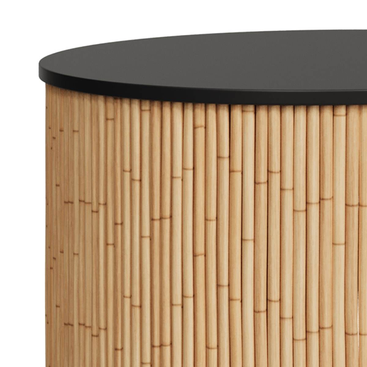 Tables basses rondes en rotin et plateau noir (lot de 2) - Owan