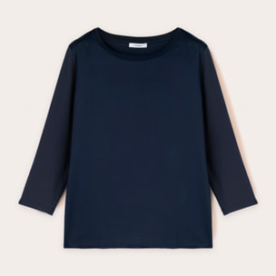 Motivi - Camiseta básica bimateria - Azul