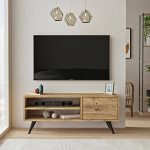 Mobile porta TV Dpavar, Credenza da soggiorno, Armadio basso per TV, Base parete attrezzata, 110x40h44 cm, Quercia