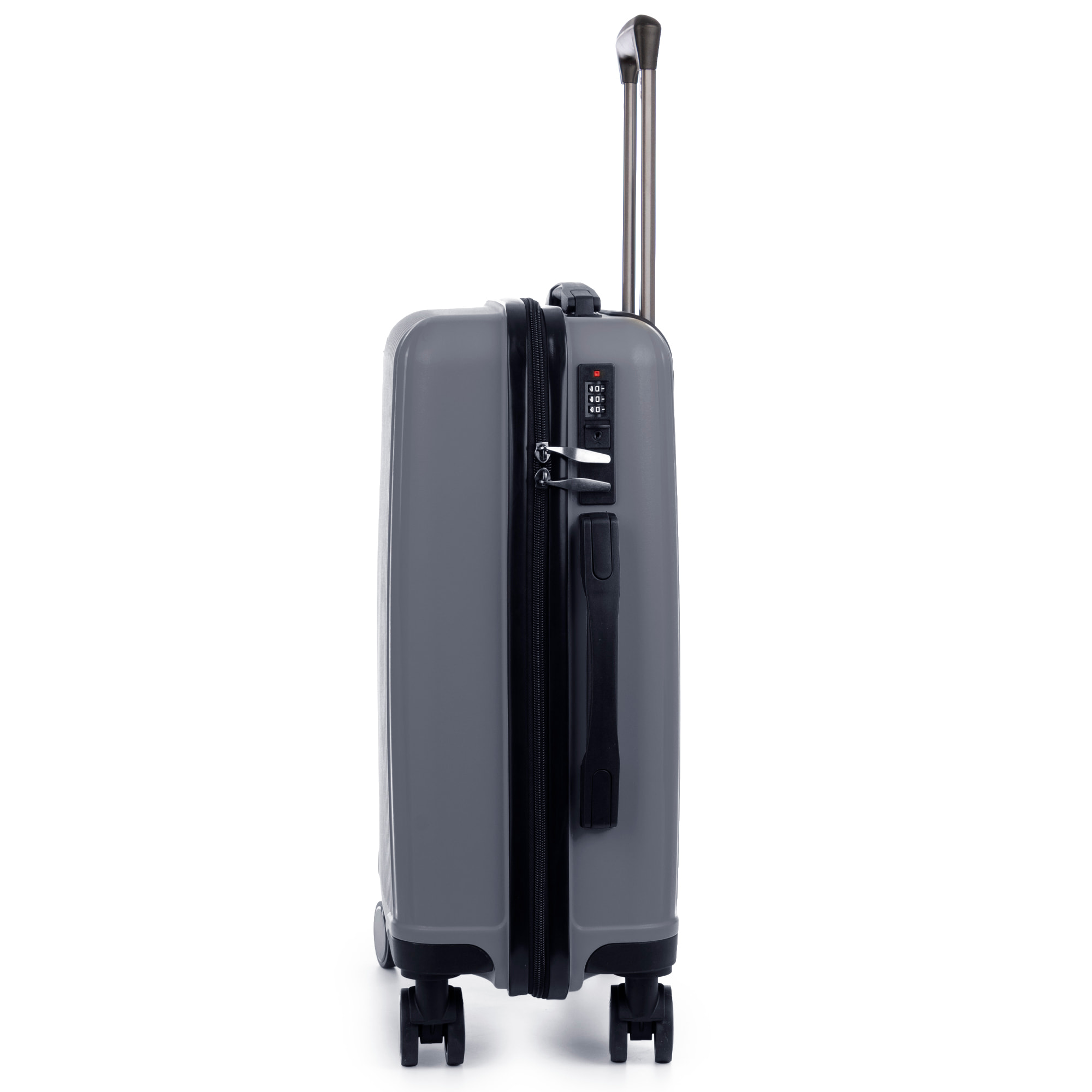 Set di 3 valigie Trolley, in materiale leggero PP resistente alle rotture. Chiusura TSA a combinazione, 4 ruote doppie girevoli a 360°.