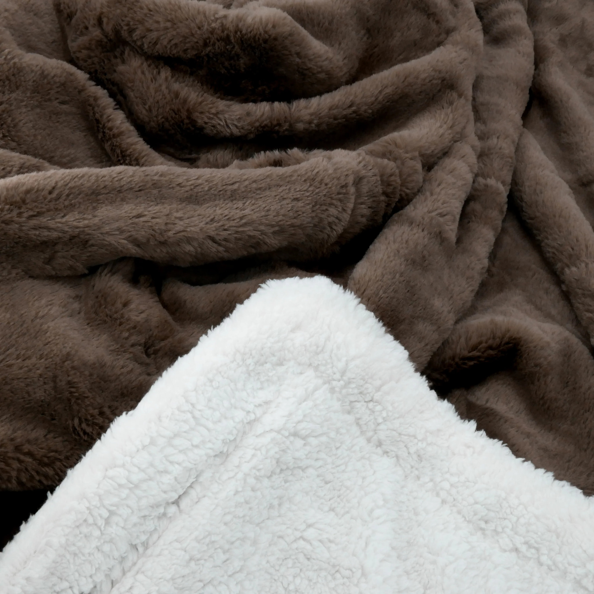 Plaid imitation "Lapin" - Cocoon Taupe Foncé - 130x170cm - 610g/m²