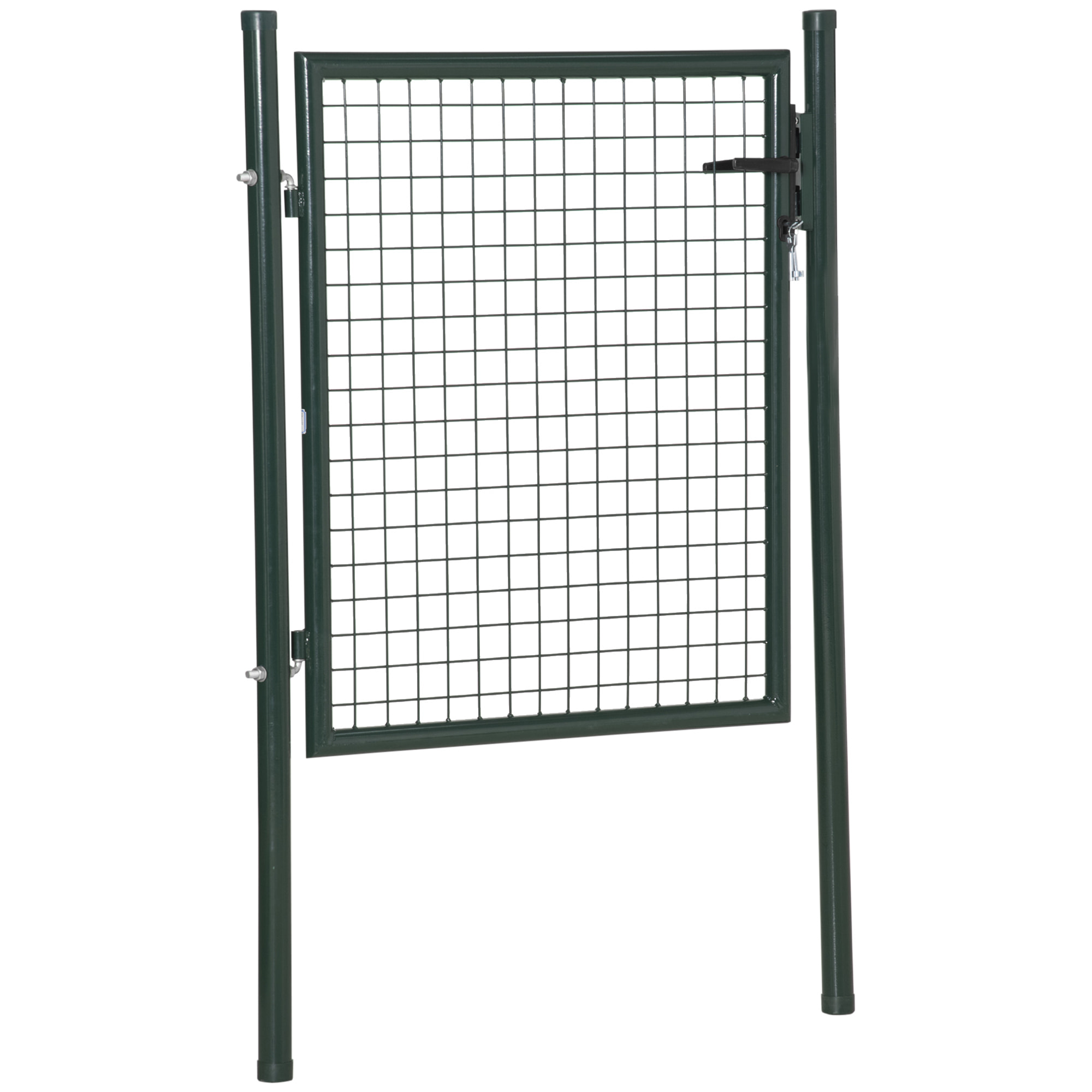 Puerta Verja de Jardín de Acero con Cerradura Manija y 3 Llaves Puerta de Valla Cerca para Exterior Patio Terraza 97x150 cm Verde