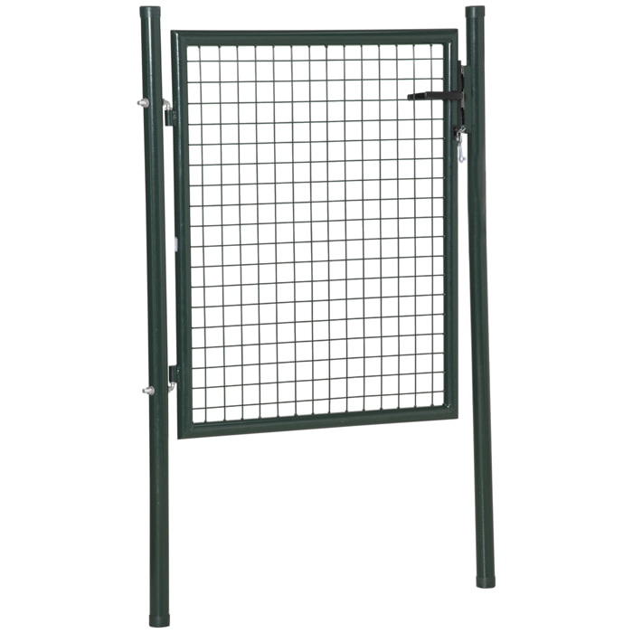Puerta Verja de Jardín de Acero con Cerradura Manija y 3 Llaves Puerta de Valla Cerca para Exterior Patio Terraza 97x150 cm Verde