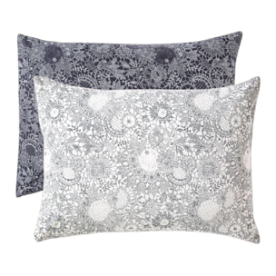 Taie d'oreiller percale de coton imprimé bleu Guipures marine