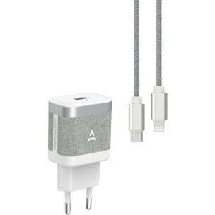 Chargeur + câble ADEQWAT USB-C 35W + Câble lightning 1M Noir