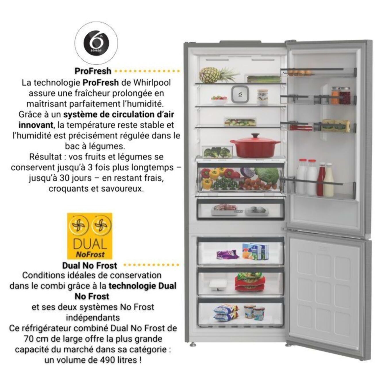 Réfrigérateur combiné WHIRLPOOL WHK26494X7E
