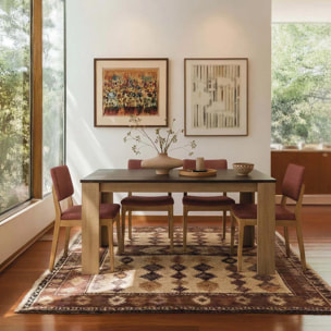 Mesa de comedor Naya en roble canadian y grafito 140X80 cm Roble Canadian - Grafito