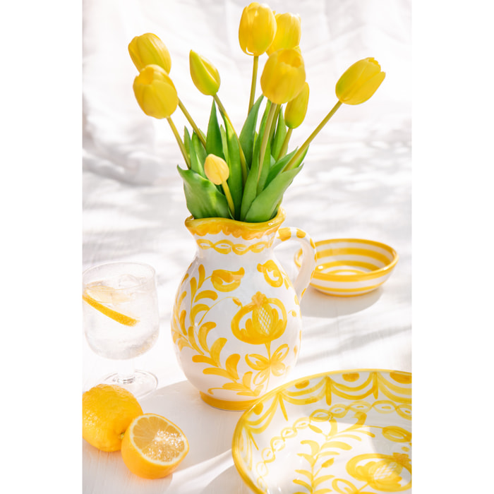 J-Line cruche Granada - céramique - blanc/jaune - medium
