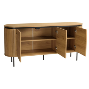 ETHAN - Buffet arrondi couleur naturelle 3 portes