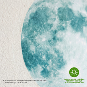 Stickers Muraux décoration adhésifs Lune phosphorescente 30cm