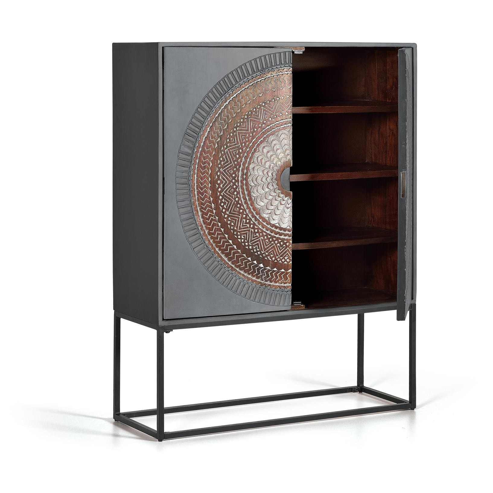 Alacena de Madera de Mango 107 Cm Estilo Étnico Contemporáneo Industrial