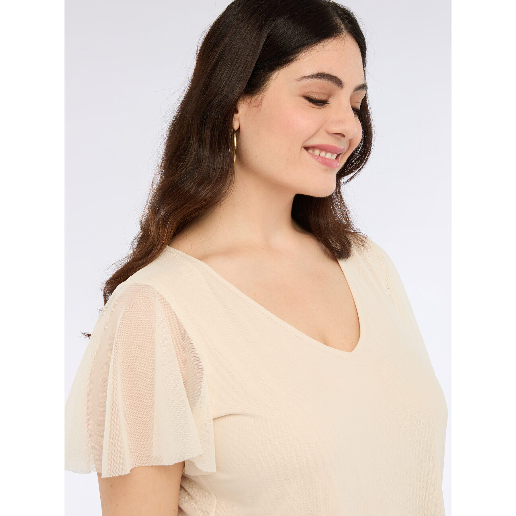 Fiorella Rubino - T-shirt in tulle - Beige