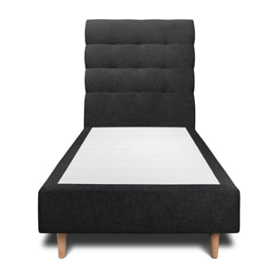 Lit avec tête de lit capitonnée tissu et sommier tapissier Ep20