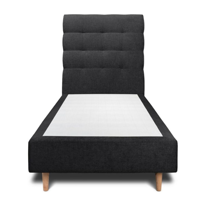 Lit avec tête de lit capitonnée tissu et sommier tapissier Ep20