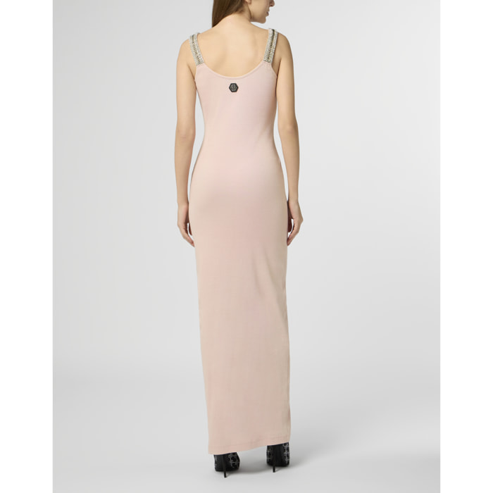 PHILIPP PLEIN Long Tank Dress Strass Hexagon