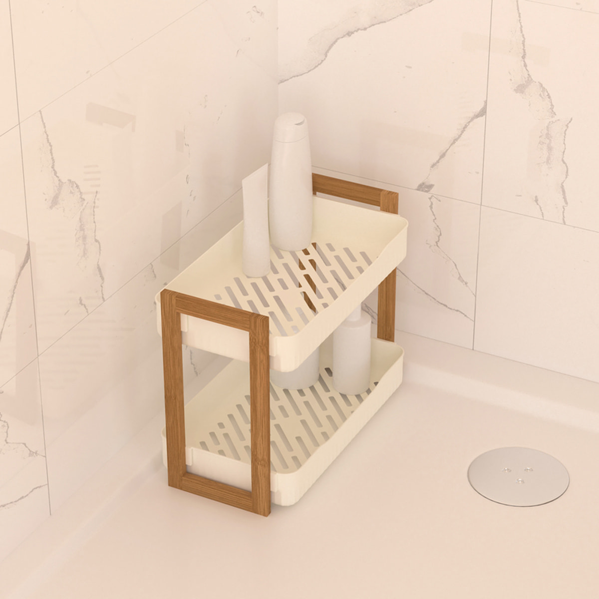 Étagère "Naturéo" en bambou blanc 27x20,5cm