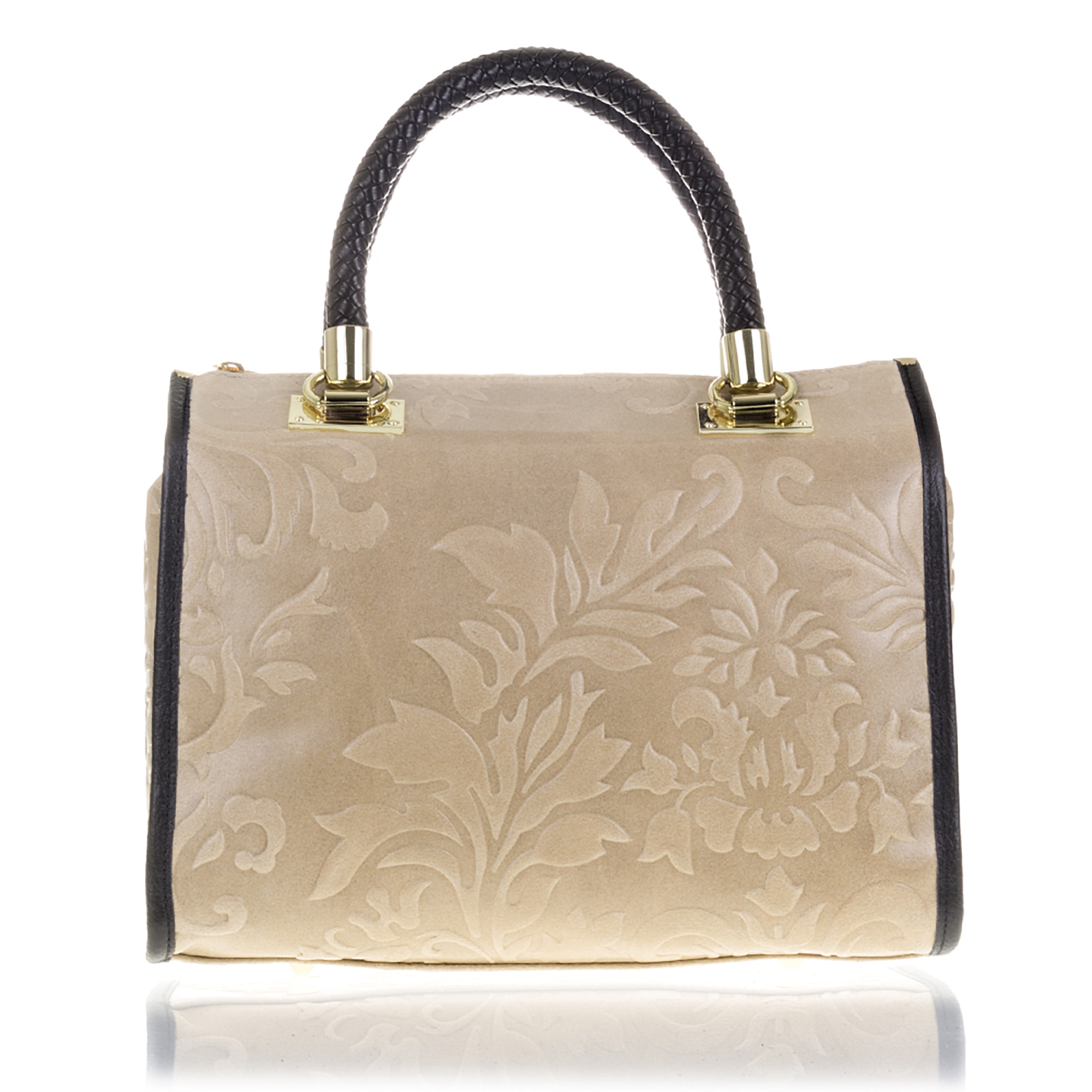 Faenza Borsa tote Donna.Pelle autentica Scamosciata Incisa Fiori