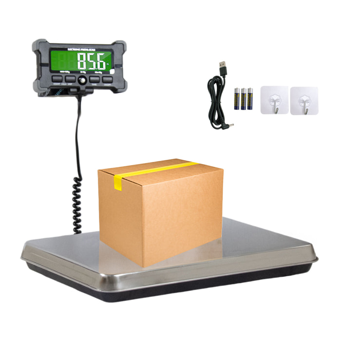 Denagram - Bilancia Industriale Pesa Pacchi 120Kg con Display LCD a Batteria e USB