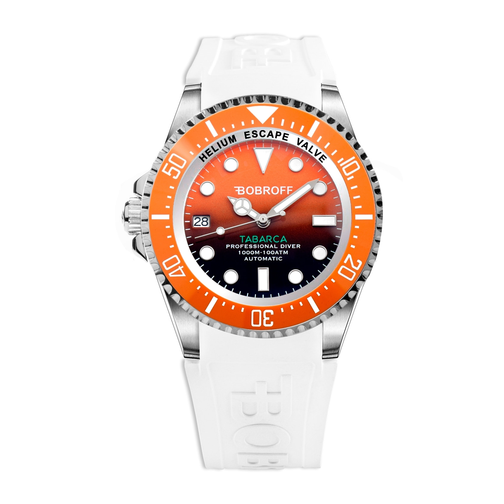 Bobroff - Reloj de hombre automatico diver profesional de buceo, 1000 m, Naranja, 44MM, valvula de helio BF0004ibn-BFSTB