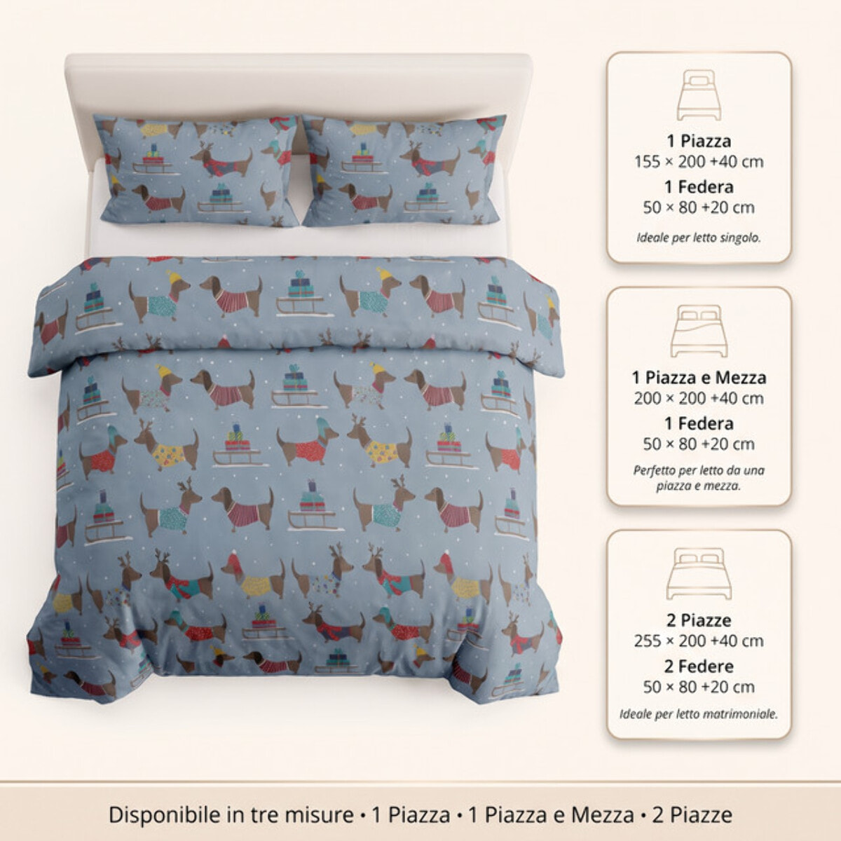 Set copripiumino in cotone con sacco e federa, morbido e traspirante, leggero e resistente 118 g/m², ideale per uso quotidiano, certificato OEKO-TEX, facile da lavare, comfort naturale e praticità per la biancheria da letto