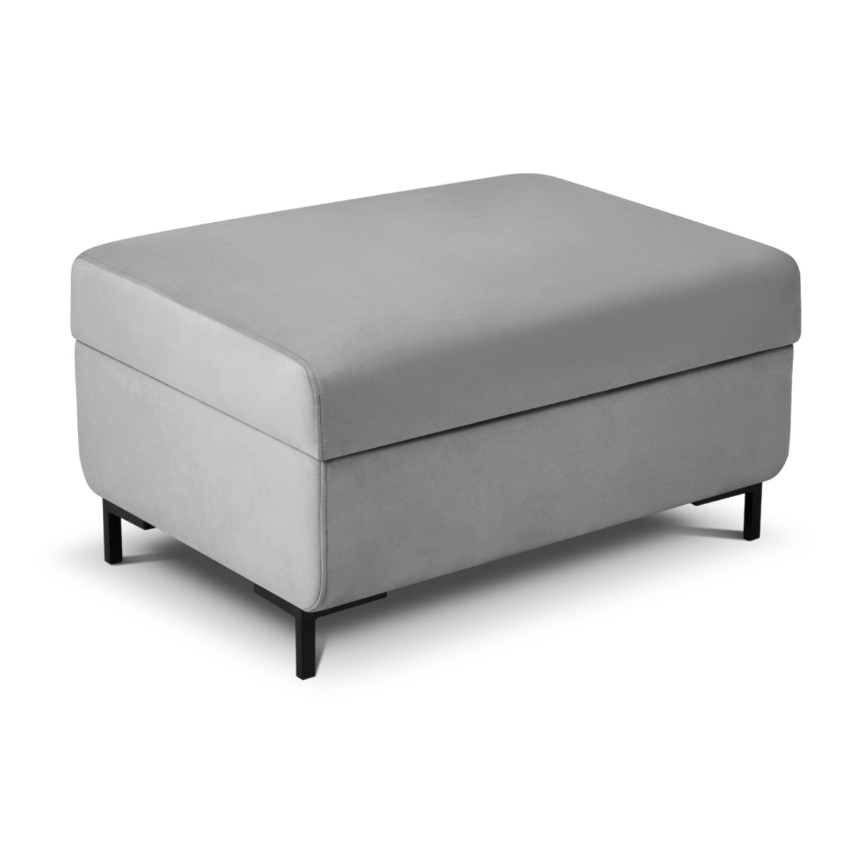 Pouf avec coffre "Yanis" en velours gris