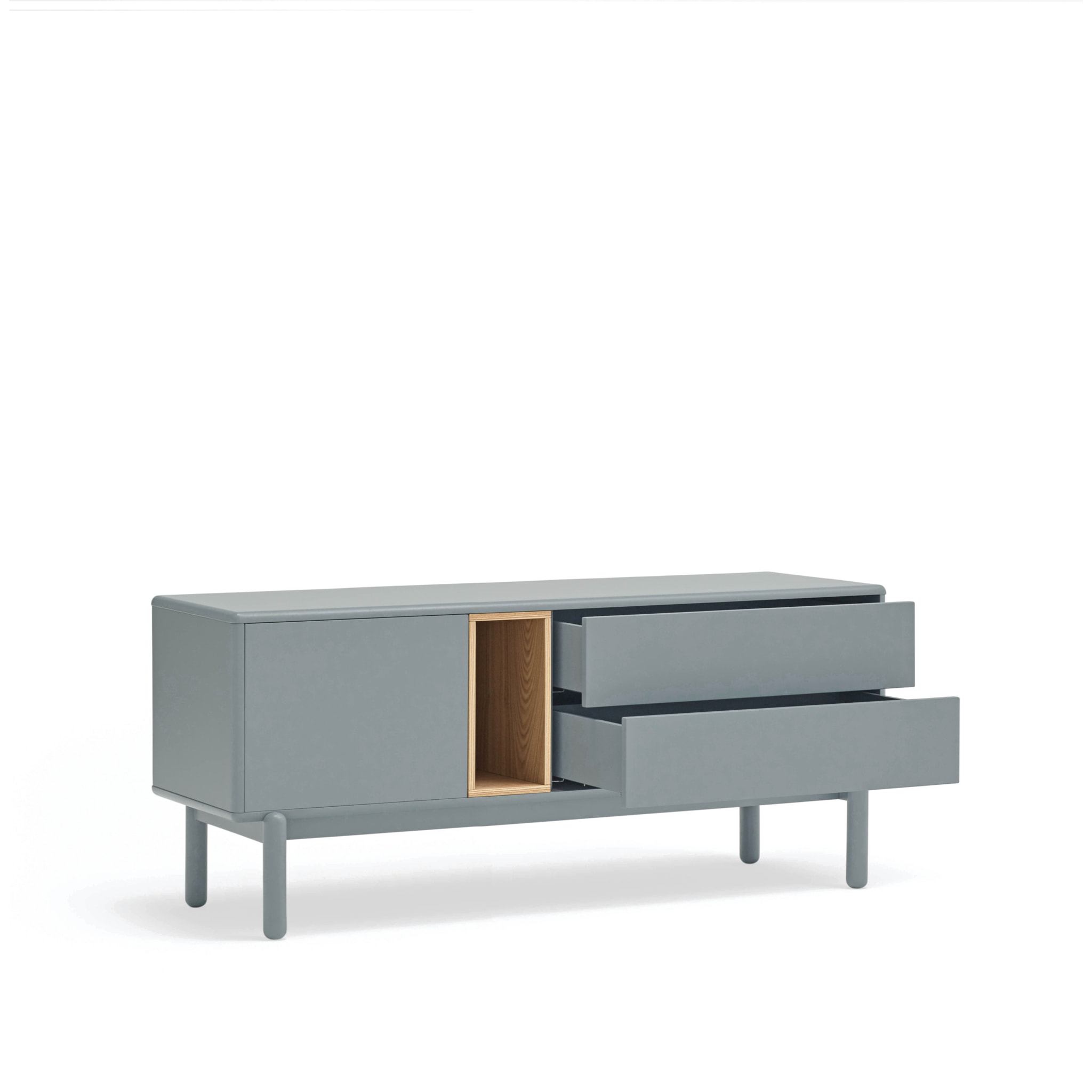 Mueble de televisión Corvo 1 puerta y 2cajones de 140cm gris perla