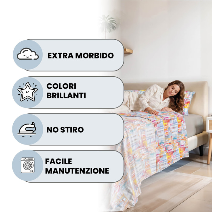 COMPLETO LETTO FASHION, 100% Microfibra, No Stiro - FRANCIS