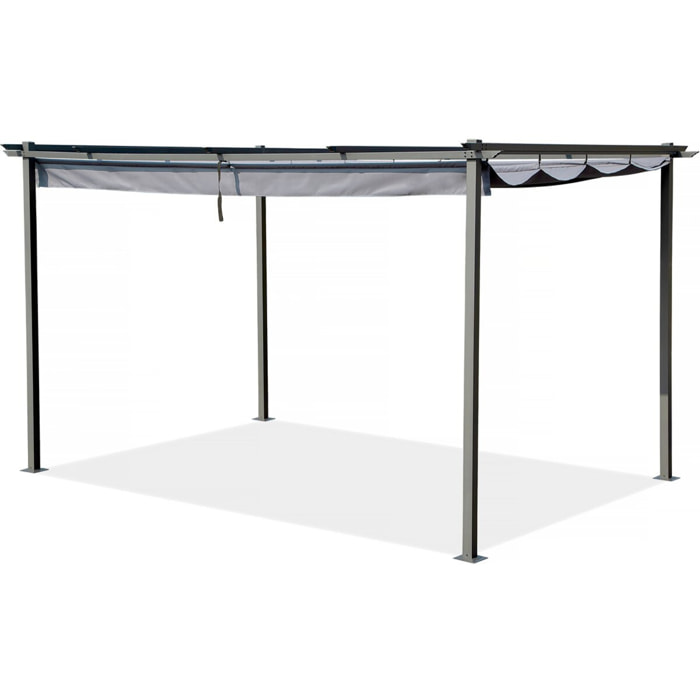 Pergola en métal avec toit rétractable - 3 x 4 m - Gris anthracite