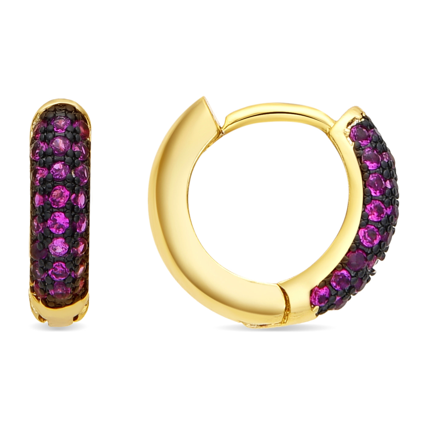 Pendientes de 9mm de diámetro acabado oro amarillo de 18k y Circonita Rubí