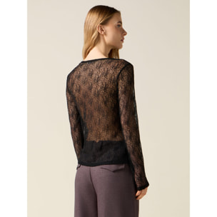 Oltre - Camiseta de encaje - Negro