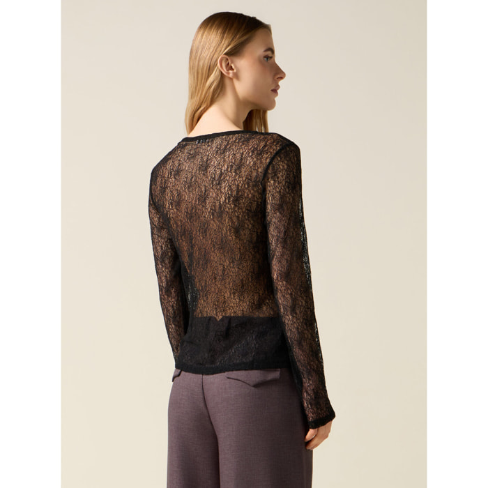 Oltre - Camiseta de encaje - Negro