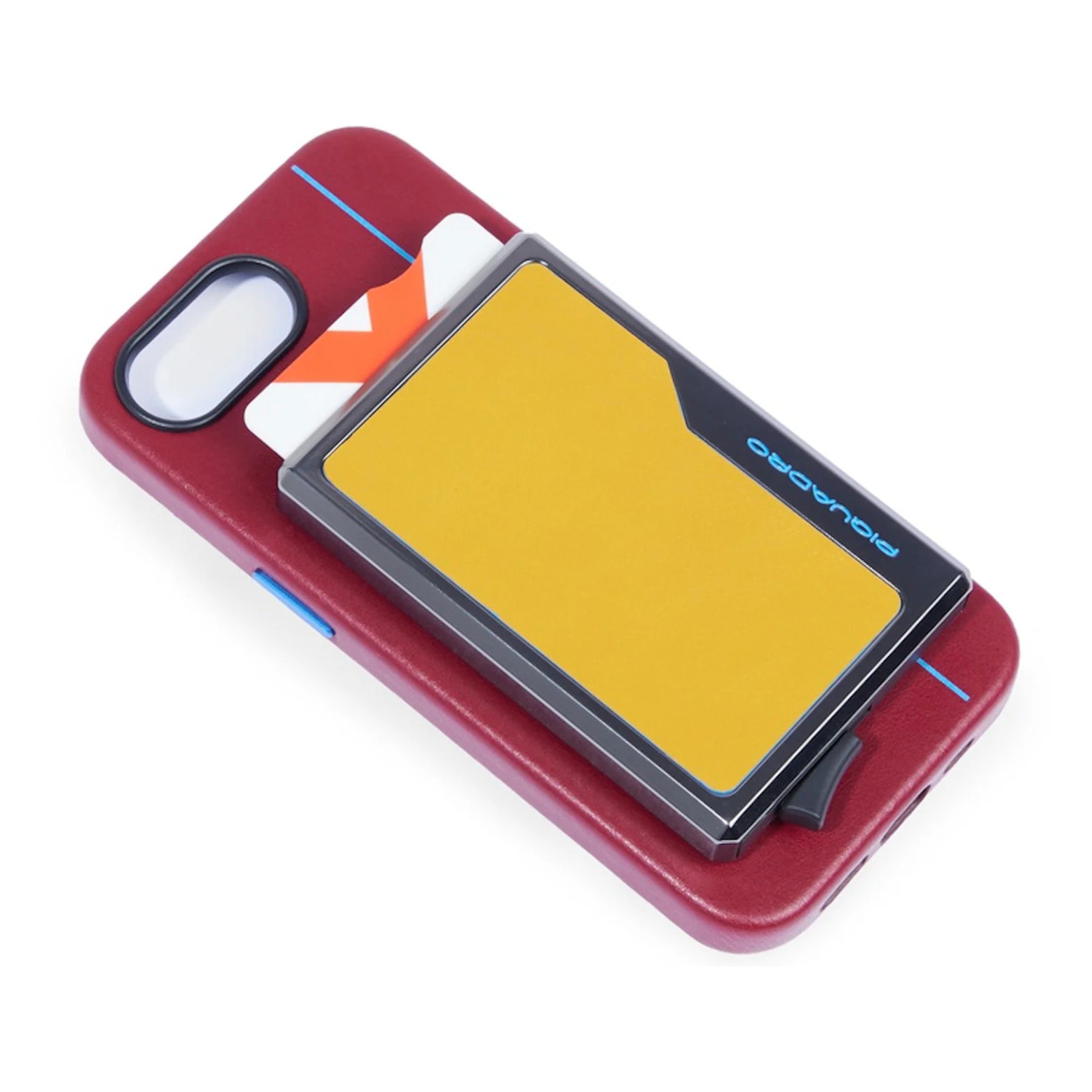 Piquadro Portacarte automatico MagSafe in alluminio e pelle con protezione RFID