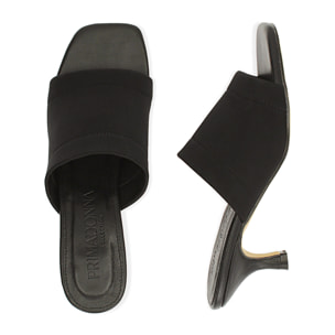 Mules nere in lycra, tacco 6,5 cm